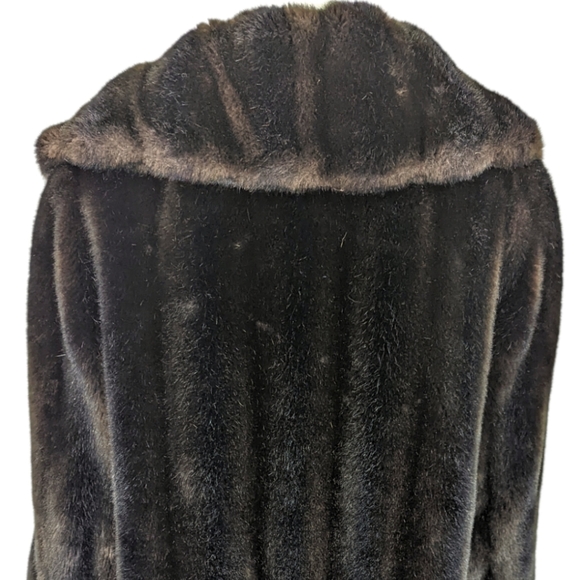 Vintage Faux Fur Mink Coat 70s 80s Country Pacer ILGWU Brown Made In USA - Picture 5 of 14
